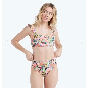 NWT Summersalt x Rifle Paper Co Ruffle Oasis Bikini Top and High Leg Bottom, 12.